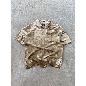 Vintage Rocawear Shirt Mens XL Beige Brown Graphic Button Up Hip Hop 90s Y2K Bag